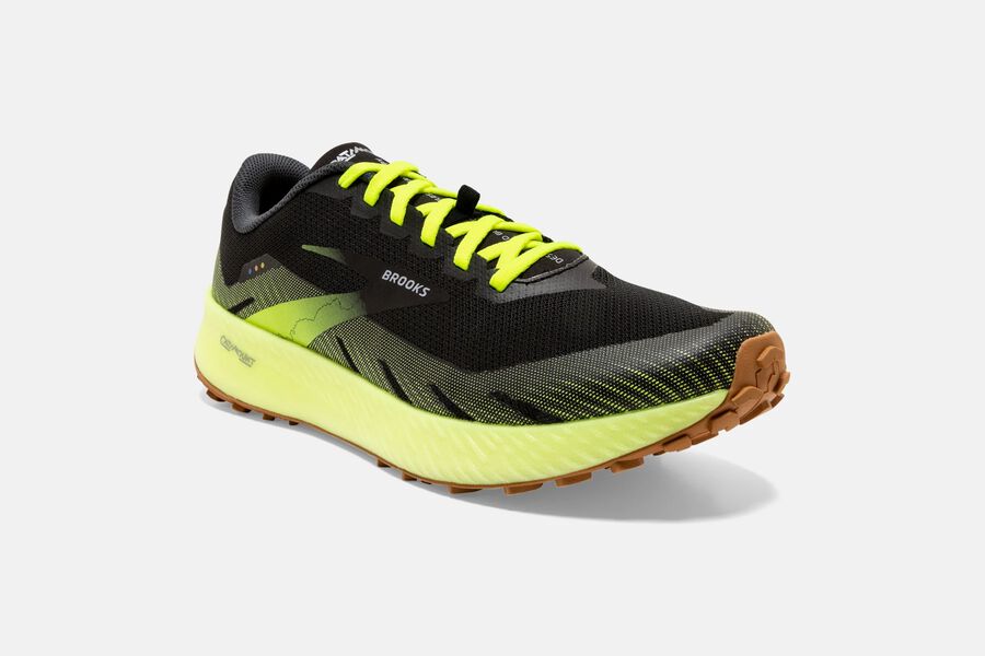 Catamount Trail Brooks Running Shoes NZ Mens - Black/Green - KDJZLA-362